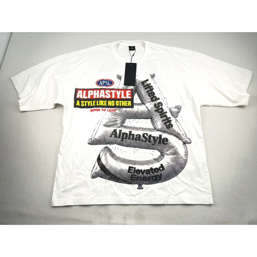 AlphaStyle Mens WEM Graphic T-Shirt Bone White Size Medium MASU-4058-BON-M NEW